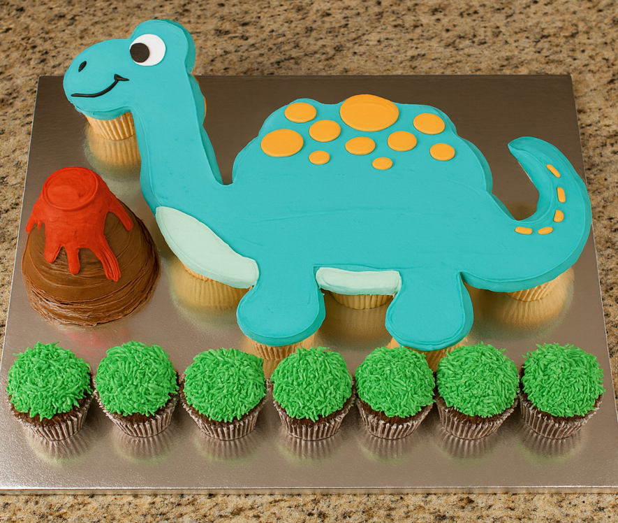 Dinosaur cupcake cake.